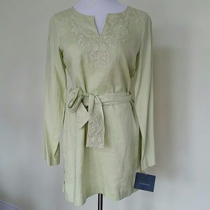 Liz Claiborne flower embroidered belted dress